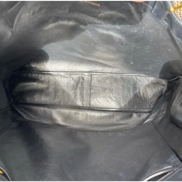 CHANEL 1994 VINTAGE BLACK 24K GOLD CHUNKY CHAIN CLASSIC CC LEATHER TOTE BAG - Picture 6 of 16